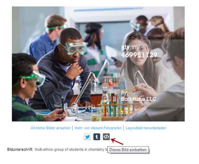 Getty Images mit Einbettungscode