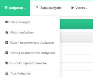 Screenshot des Menüs